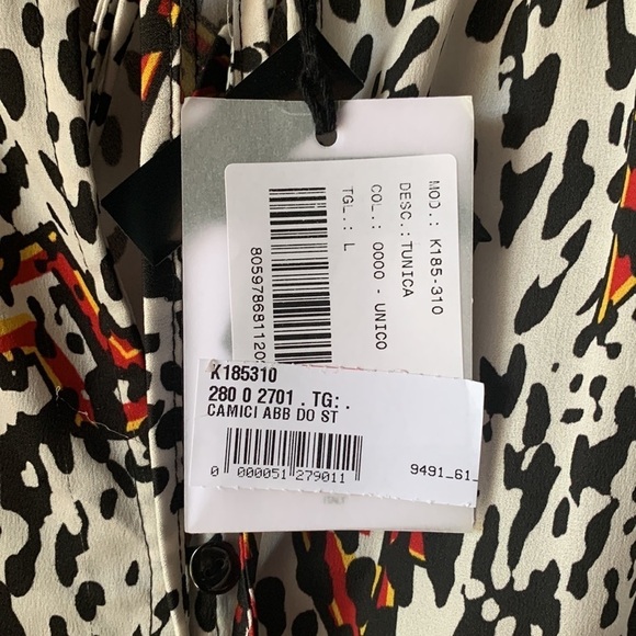 NWT KATE BY LALTRAMODA CAMICI Long Sleeve Lightning Bolt Oversized Tunic Blouse - Picture 4 of 9